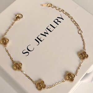 Petite Gold Clover Bracelet Double Sided